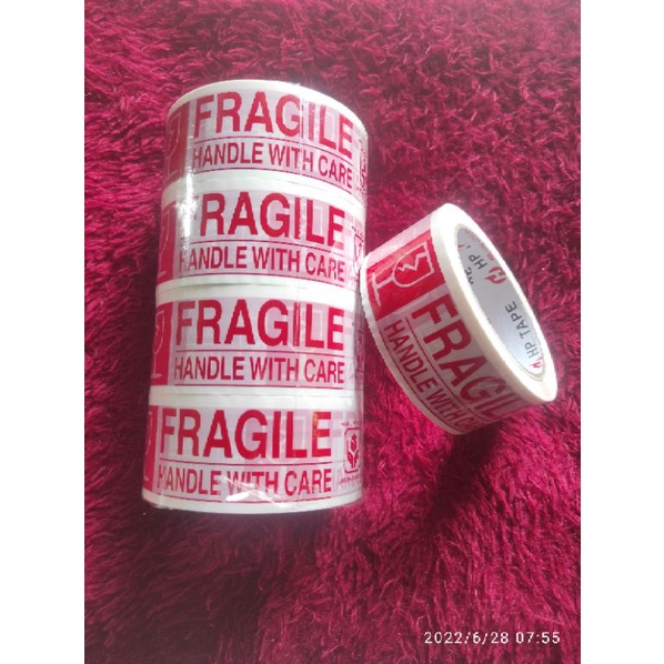 

ABMCO✨ Lakban Fragile 100 Yard Shopee 90 Yard isolasi Packing