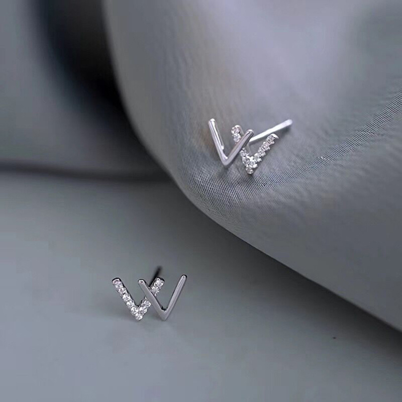 Anting Silver/Gold Color Fashion Simple Crystal Stud Earrings Women Exquisite Student Girlfriend Jewelry Accessories