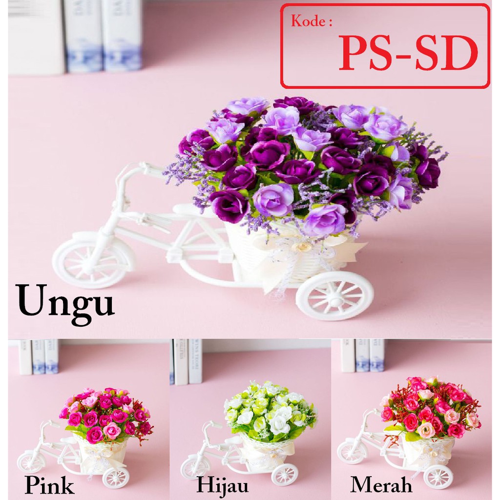 Sepeda Bunga dekorasi Bunga plastik-5