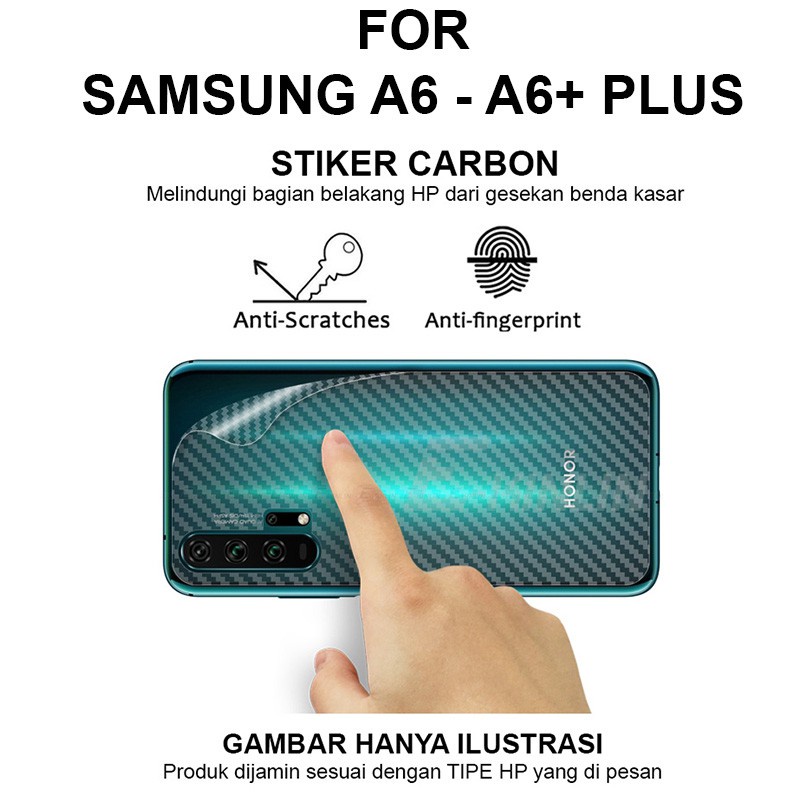 SKIN CARBON SAMSUNG A6 2018 A600 A6 PLUS 2018 A610 ANTI GORES BELAKANG