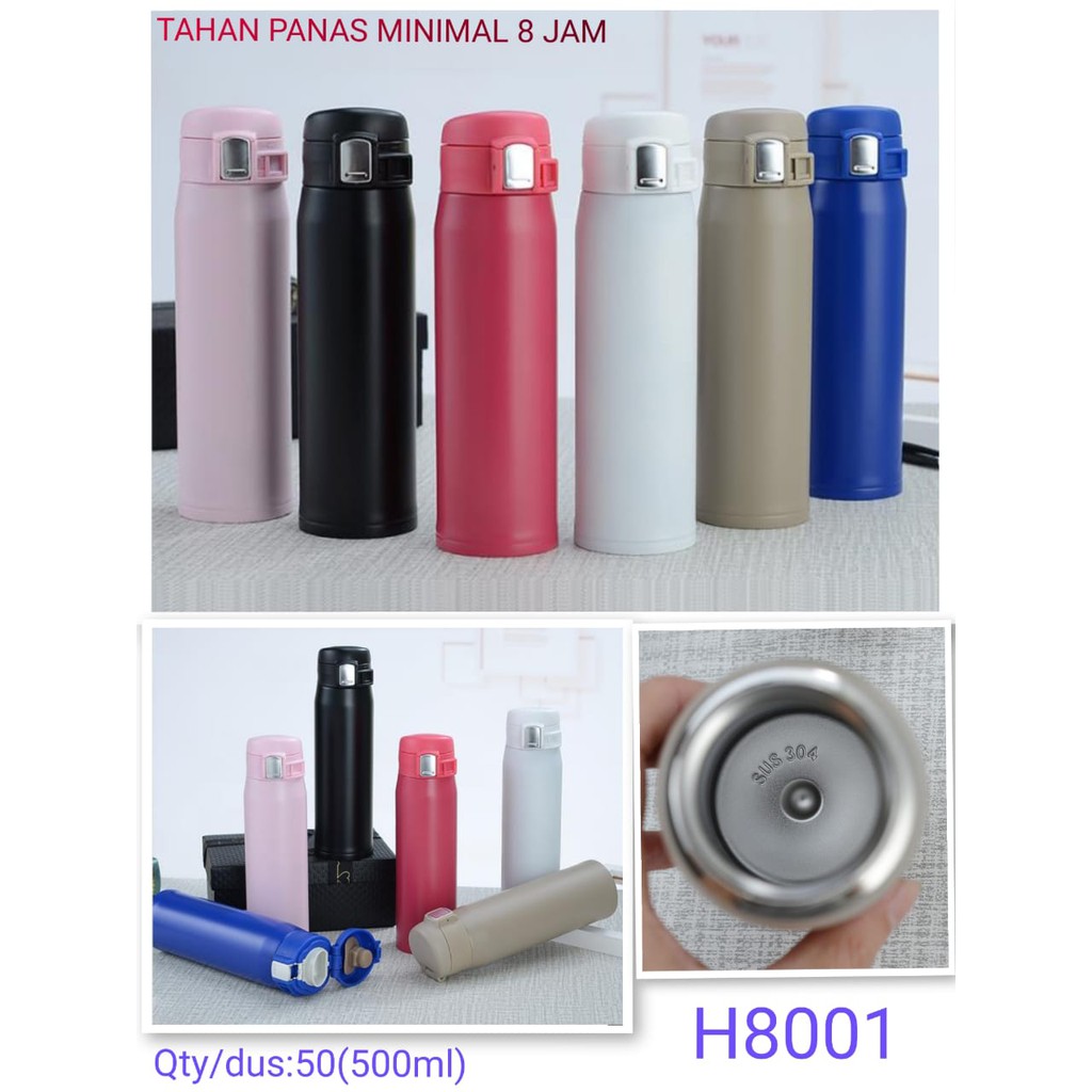 H8001 Termos Air Panas Clip On Polos Stainless Steel 500ml