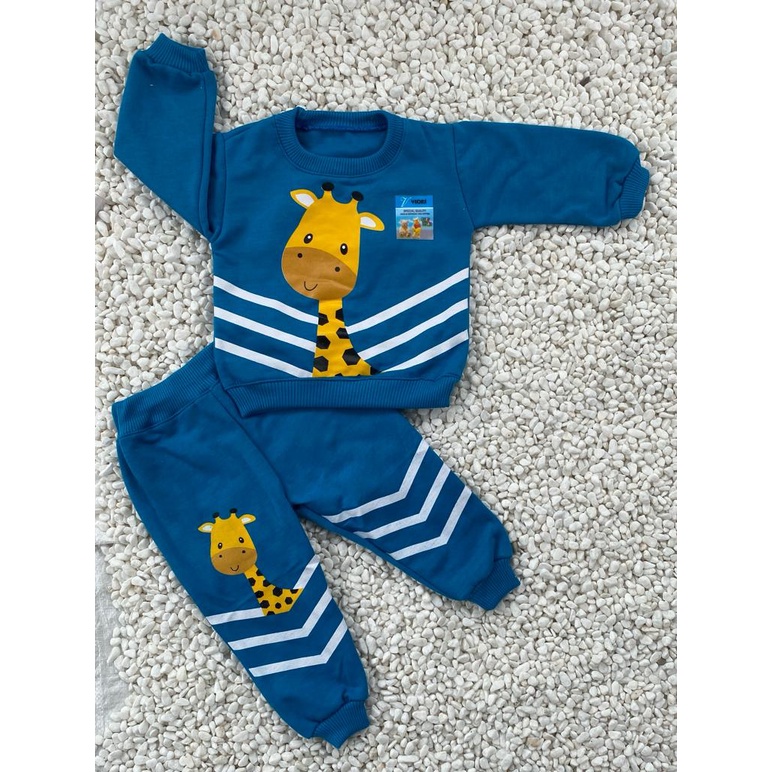 sweater bayi lucu murah motif little geraffe setelan 3- 18 bulan