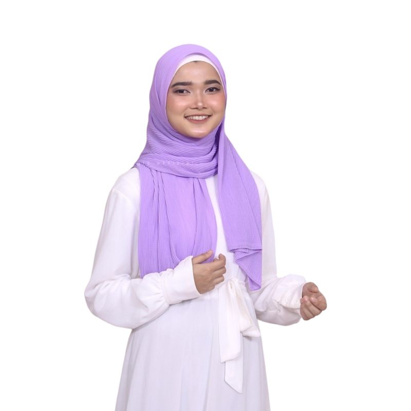 Hijab Pashmina Plisket Shawl/Pashmina Plisket Ceruty Babydool-lilac