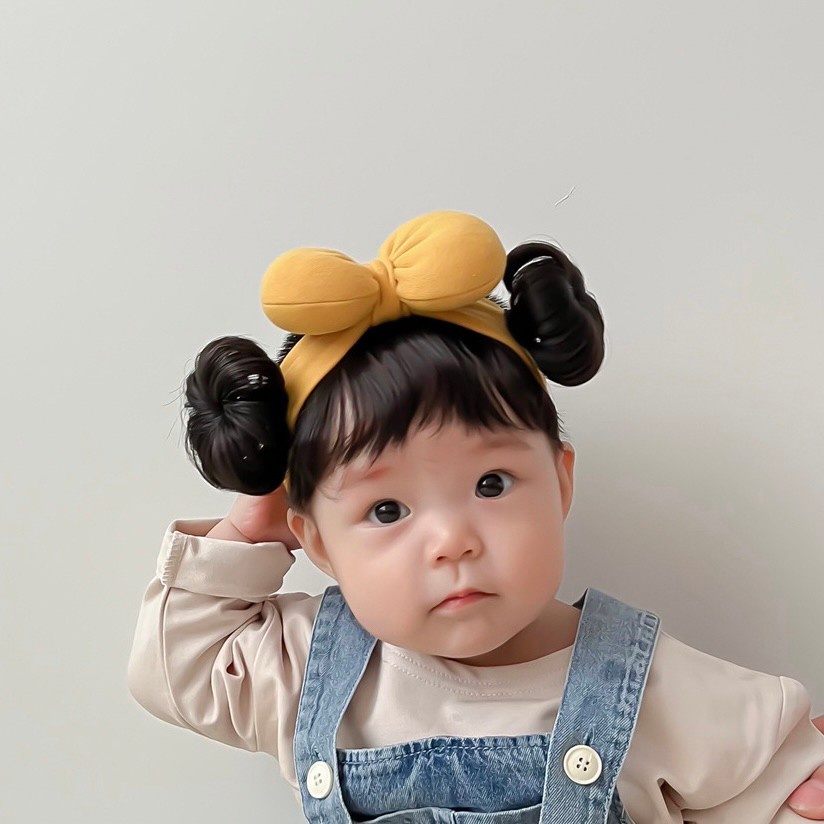 0-3 thn || Bandana Wig Korea Poni Rambut Palsu Topi Cepol Bayi Newborn Anak Catalog JNWG WB