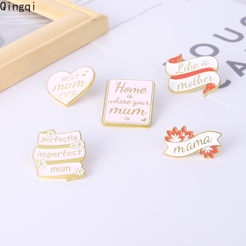 Bros Pin Enamel Desain Kartun Mama Warna Pink Untuk Hadiah Ulang Tahun Hari Ibu