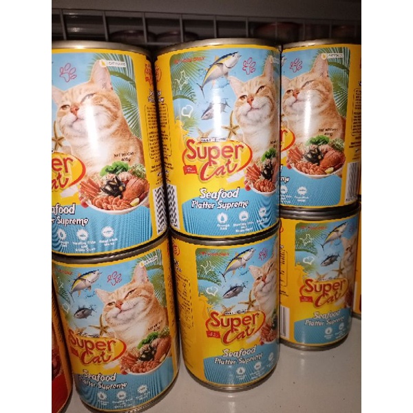 Makanan basah kucing - SUPERCAT rasa seafood pletter 400gr