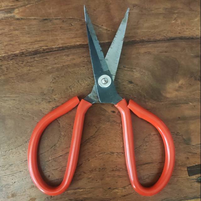 

Gunting merah serbaguna besar tebal gunting dapur karpet kawat karet