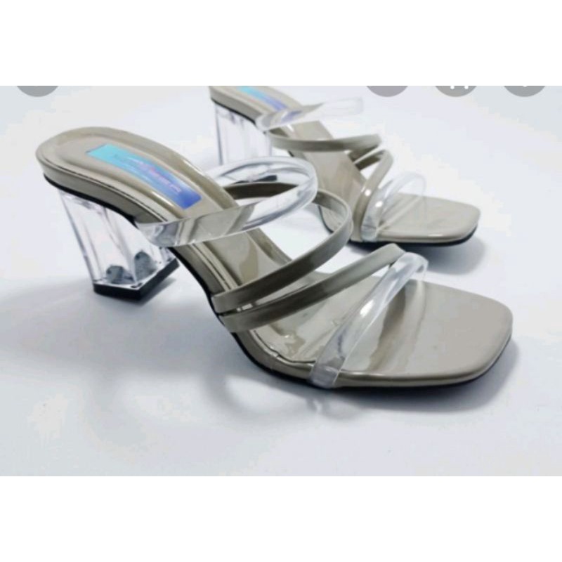 ( cod )sandal hak kaca sadal andin# sadal wanita# sadal cwe