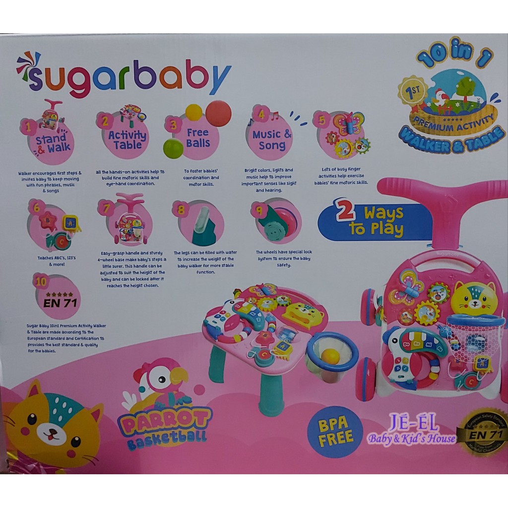 Sugar Baby Alat Belajar Jalan 10 in 1 Premium Activity Walker and Table