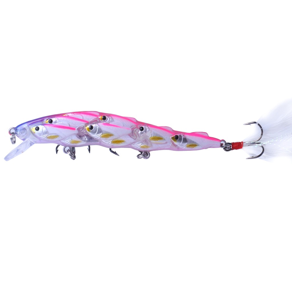 HENGJIA 1PCS 11.5cm/15.7g minnow Kelompok ikan umpan pancing swimbait with bulu fishing lure topwater