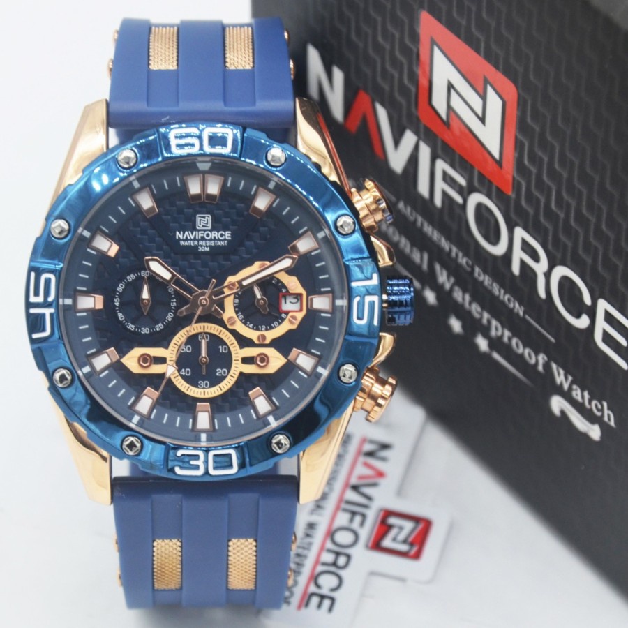 Naviforce 8019 jam tangan pria sport tali rubber crono aktif garansi resmi 1 tahun