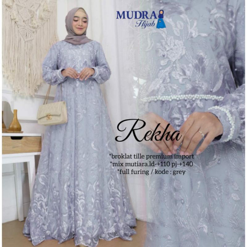 HPS Store - Mudra Dress gamis brokat Rekha| Dress | Pakaian Muslim | Gamis | Muslimah Outfit | model