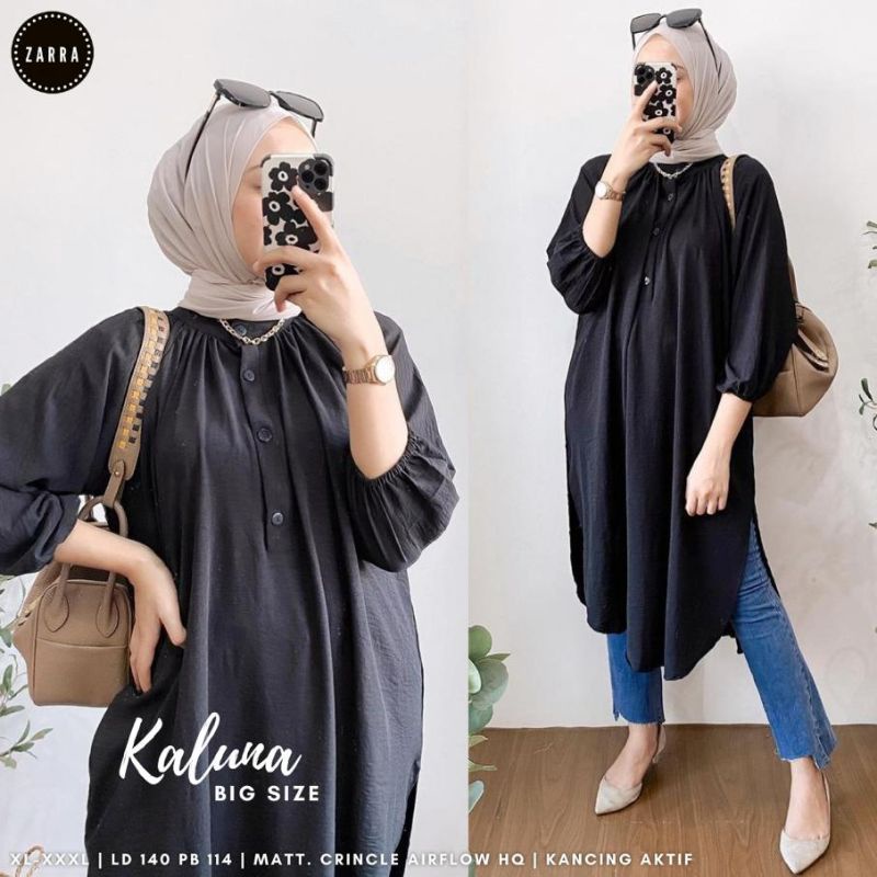 tunik lengan panjang jumbo kaluna big size tunik atasan busui wanita