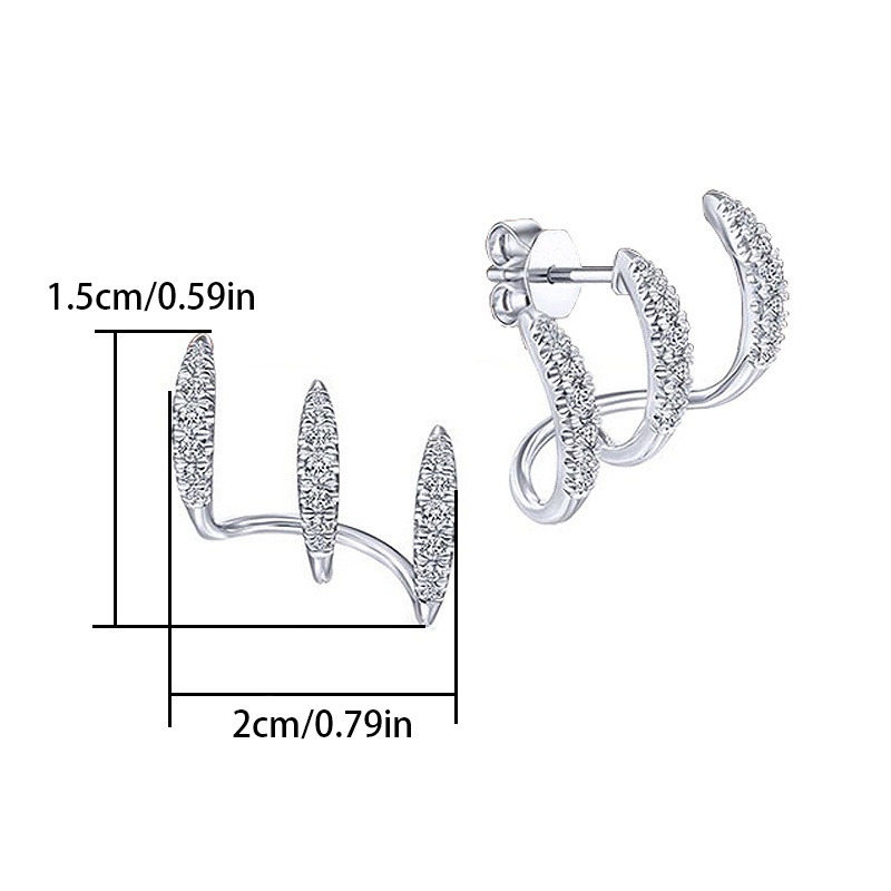 Anting Stud Kristal Aaa Cz Warna Silver Gaya Modern Serbaguna Untuk Wanita