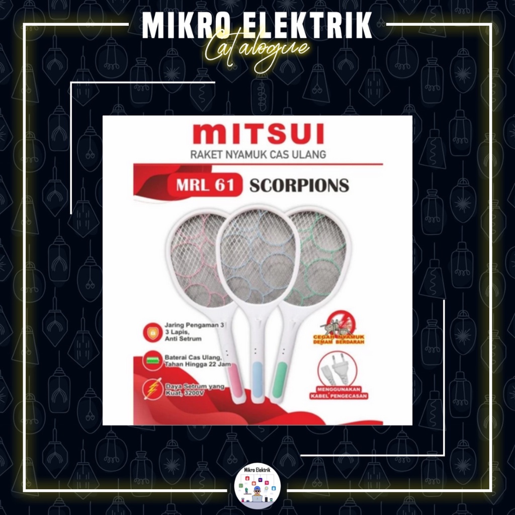 Raket Nyamuk Cas Ulang Mistui MRL 61 Scorpions