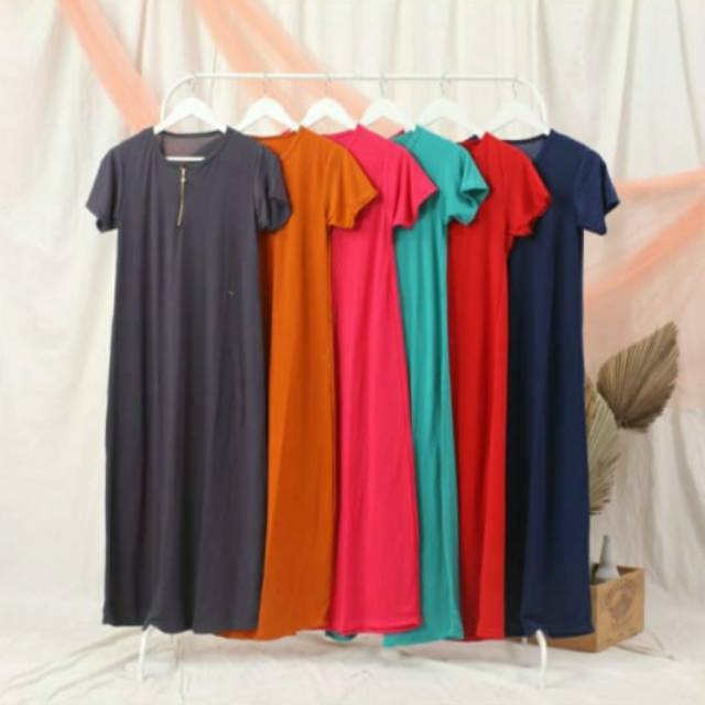 Daster longdress busui polos lengan pendek
