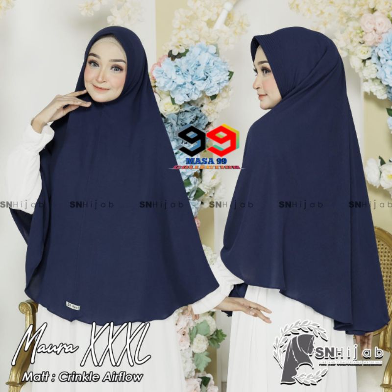 Hijab Syar'i MAURA Bahan Crinkle Airflow Pet Antem Size XXXL Kualitas Premium