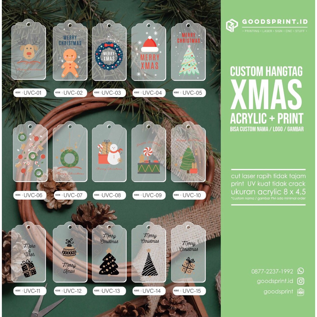 HANG TAG CHRISTMAS ACRYLIC - KARTU UCAPAN - LABEL NATAL AKRILIK - HAMPERS PARCEL XMAS
