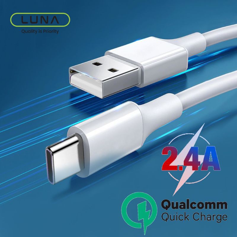 Luna Cable Data / Kabel Data USB Type C Fast Charging 2,4A QC 3.0 Original