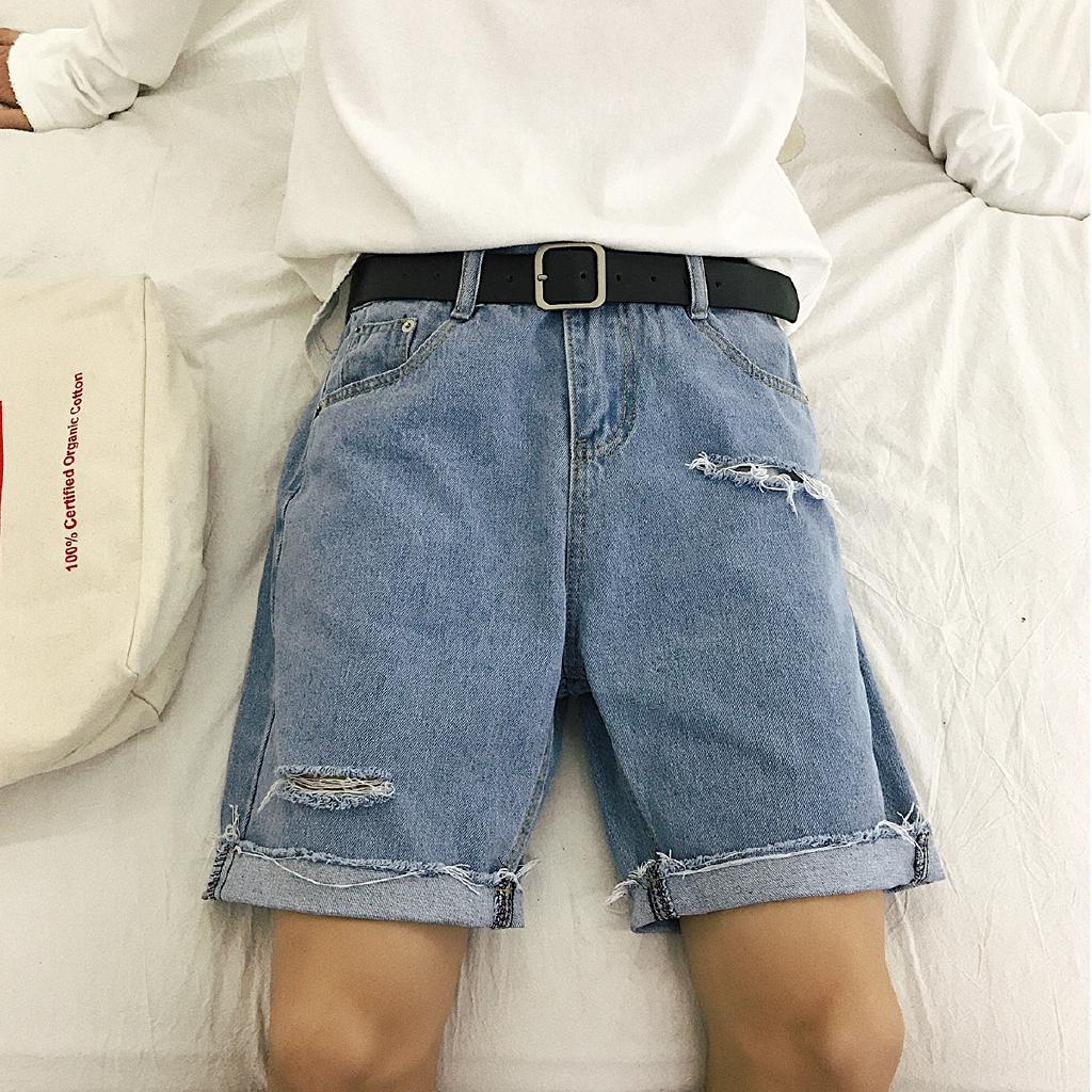 Ins Celana  Pendek  Jeans  Denim  Harem Longgar Casual Model 