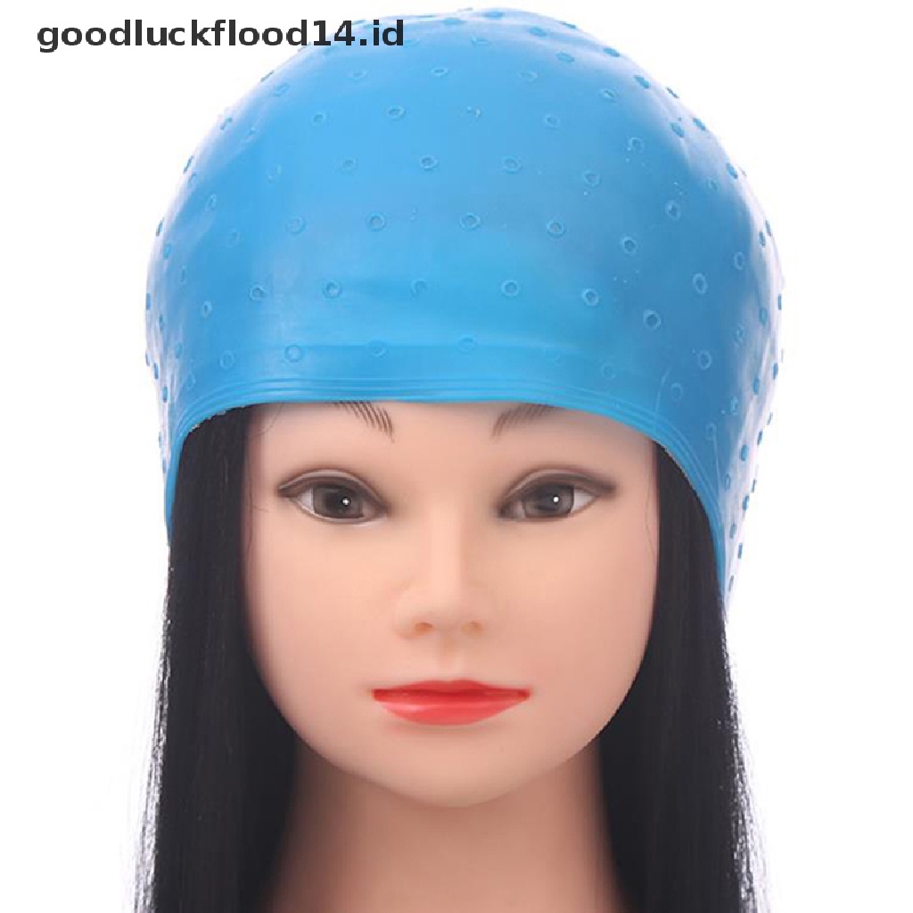 [OOID] Blue Silicone Hair Highlights Cap With Needle Coloring Cap Hat Styling Tools ID