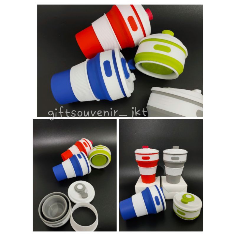 Gelas minuman lipat | mug lipat bahan karet | portable foldable cup 350ml