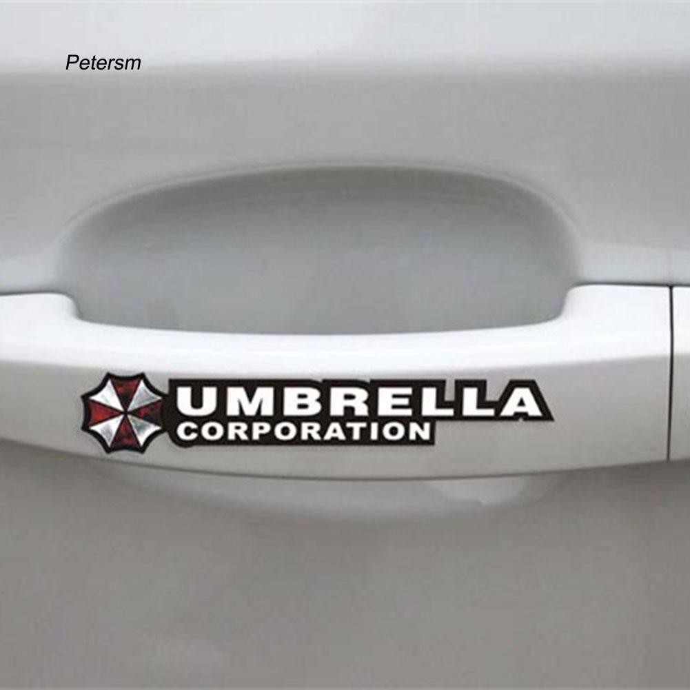 Pst _ 4Pcs Stiker Reflektif Tulisan Resident Evil Umbrella untuk Gagang Pintu Mobil