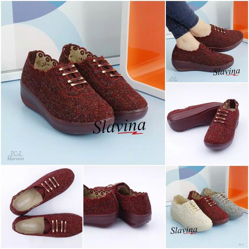 slavina wedges sepatu wanita 100% original brand