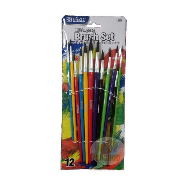 

KUAS LUKIS SERBAGUNA CAT AIR SET 3415 ISI 12 PCS ALL PURPOSE WATERCOLOUR BRUSH SET KUAS HITAM