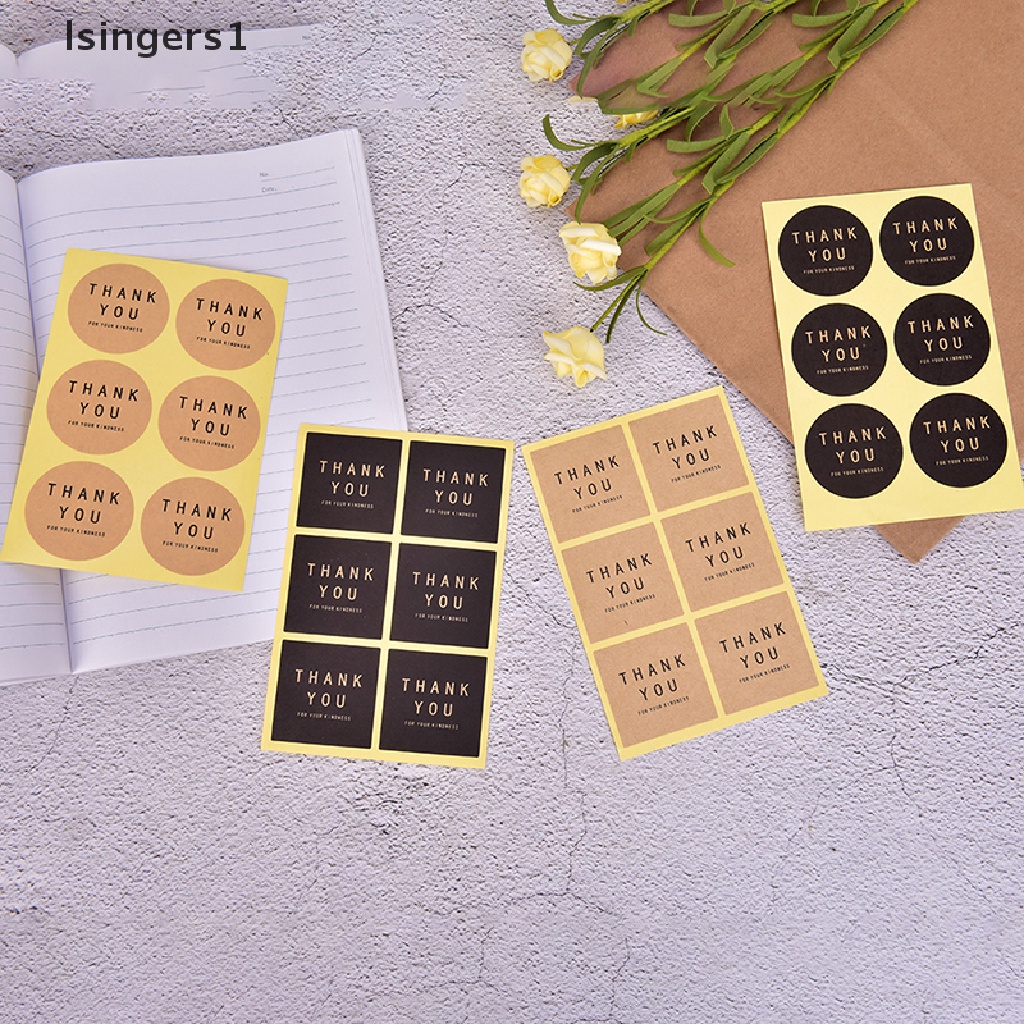 (lsingers1) 60pcs Stiker Label Tulisan Thank You Bahan Kertas Kraft Untuk Dekorasi Kue