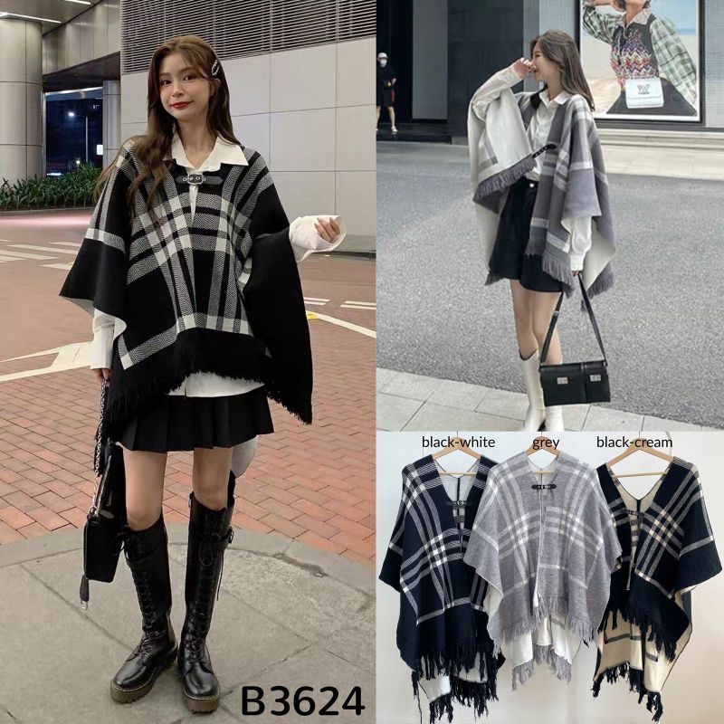 Baju fashion natal christmas 2025 atasan top sweater rajut knit airport Look Tartan Fury knit Cape O