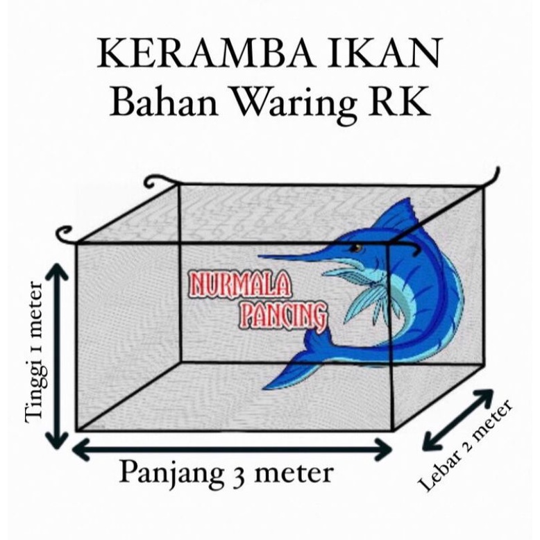 Jaring keramba apung ikan Jaring hapa Jaring berokan ikan PxLxT (3mx2mx1m)