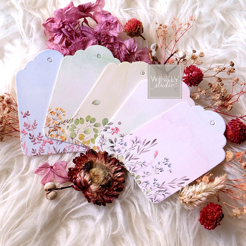 25pcs Hang Tag Blank Hangtag Thank You Card Mini Kartu Ucapan FLORAL