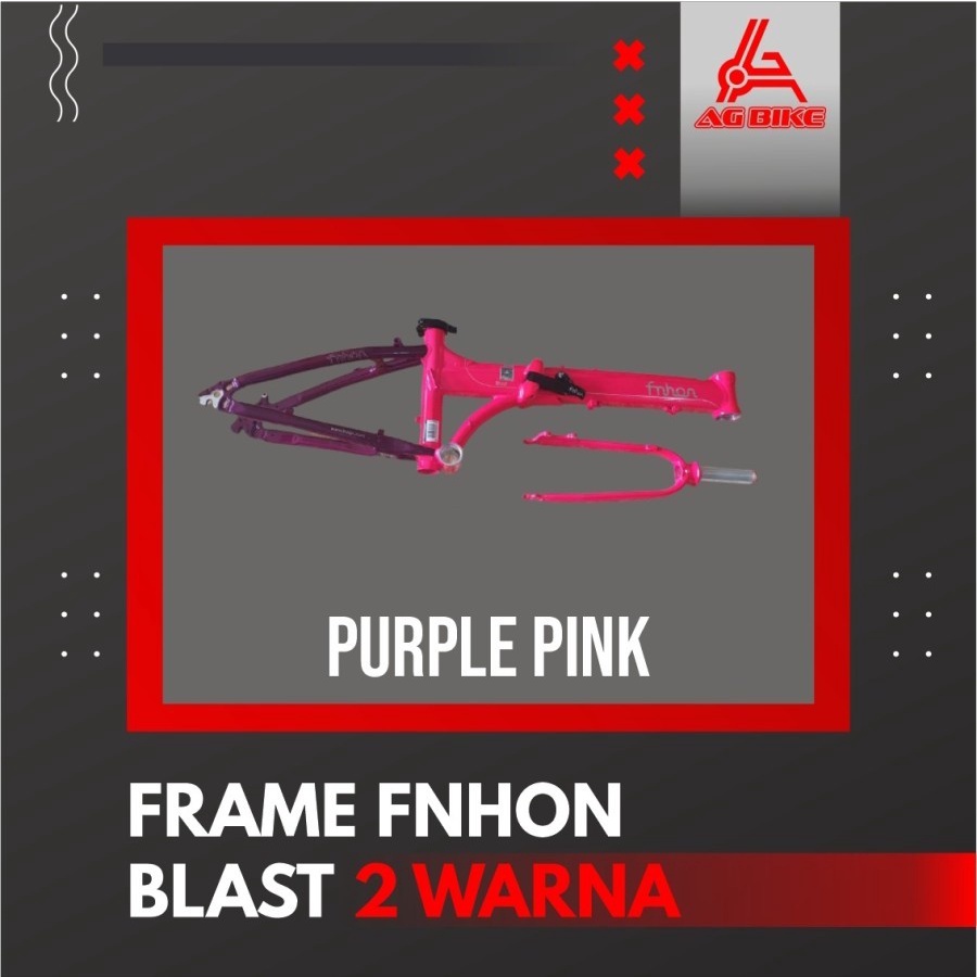 Frame Fnhon Blast + handlepost warna ungu pink purple pink 2 warna discbrake 20 22 inch