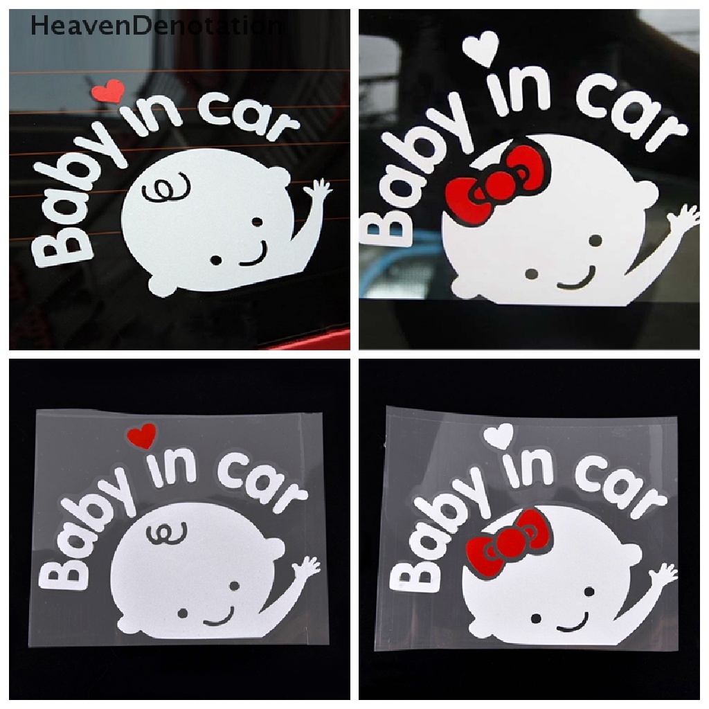 (Heavendenotation) Stiker Reflektif Motif Kartun Bayi Dalam Mobil