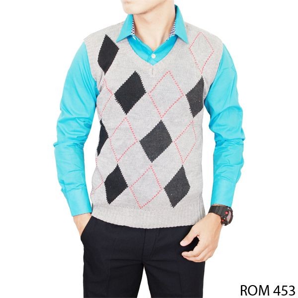 Baju Rompi Pria Keren Rajut Abu – ROM 453