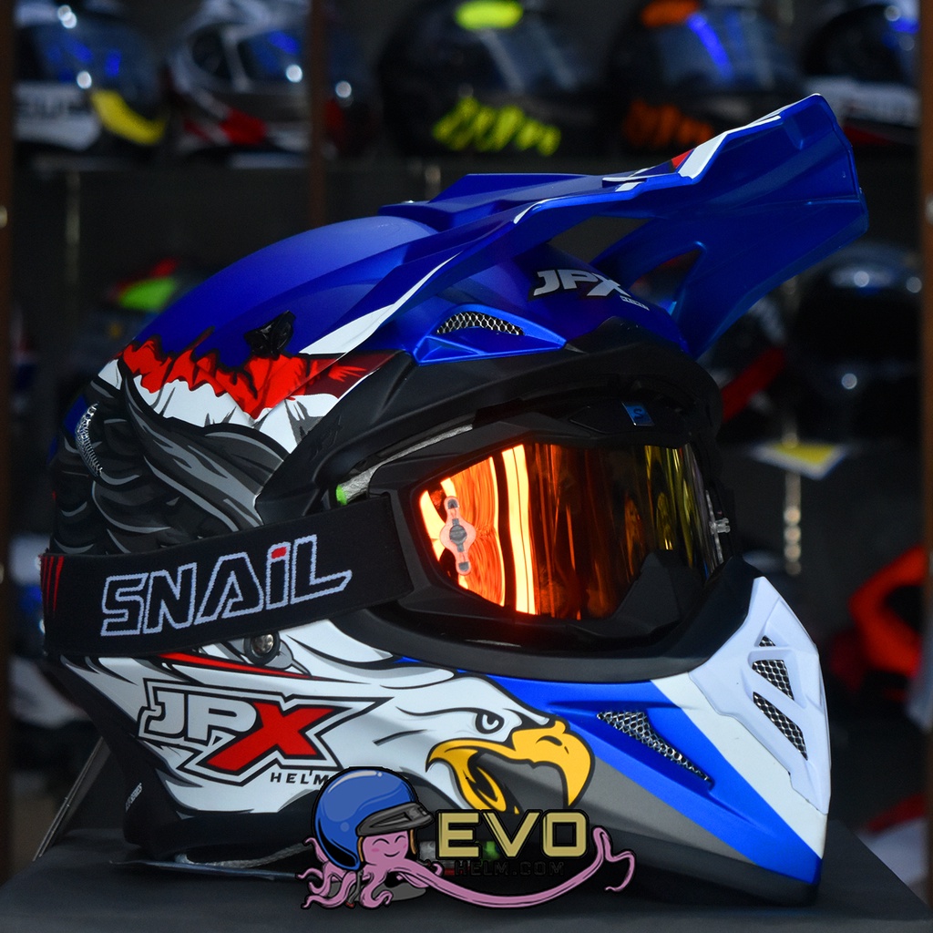 HELM JPX X39 BLUE PAKET GOOGLE SNAIL ORIGINAL - HELM JPX CROSS PAKET GANTENG JPX FOX1 CROSS TERBARU HELM JPX TERBARU-MX36 MATT BLACK/RED