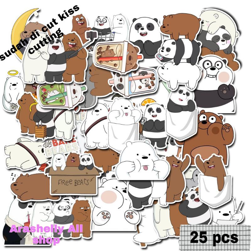 

Stiker bare bears tumbler isi 25pcs stickers bear