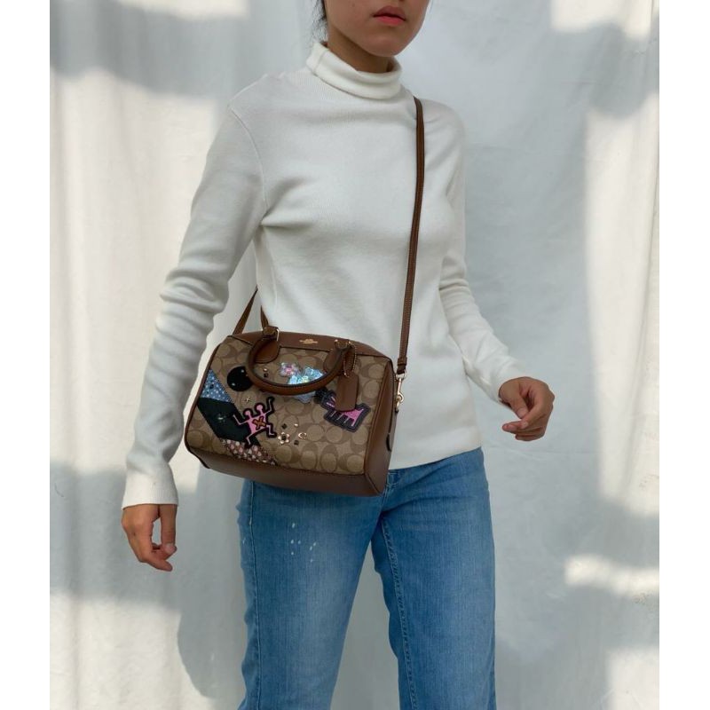 Tas COACH Keith Haring Bennet Satchel In Signature With Patches