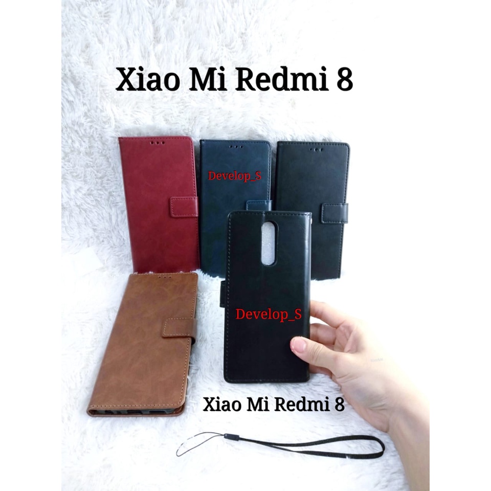 Leather Case Flip Cover Kulit Xiao Mi Redmi 8 / Redmi Note 8 / Redmi Note 8Pro