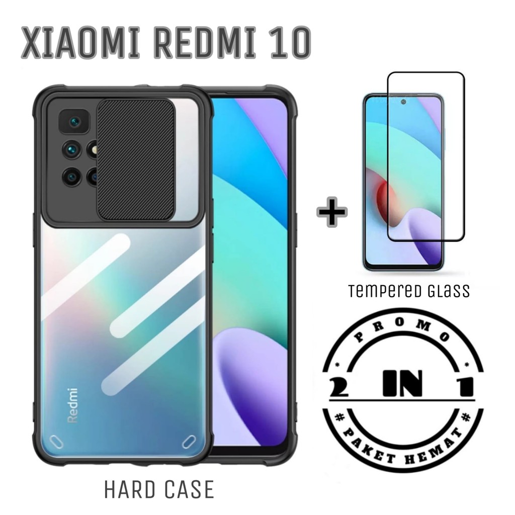 PROMO Case Xiaomi REDMI 10 / REDMI 10 Prime Hard Case Fusion Sliding Camera Protection FREE Tempered Glass Layar warna handphone