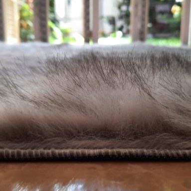 Karpet Bulu Panjang Elf Fur 100x150 Tikar Lantai Anti Slip Silver Grey-4