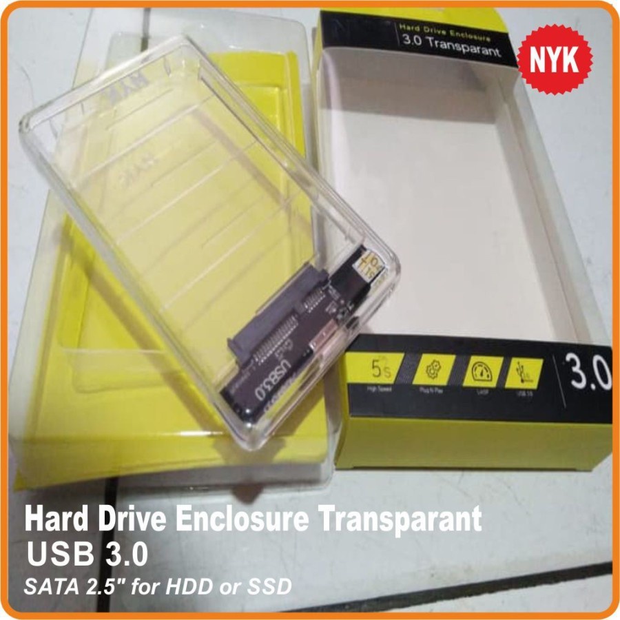 Case HDD 2.5 Inch Sata USB 3.0 NYK Transparan Casing External Hardisk