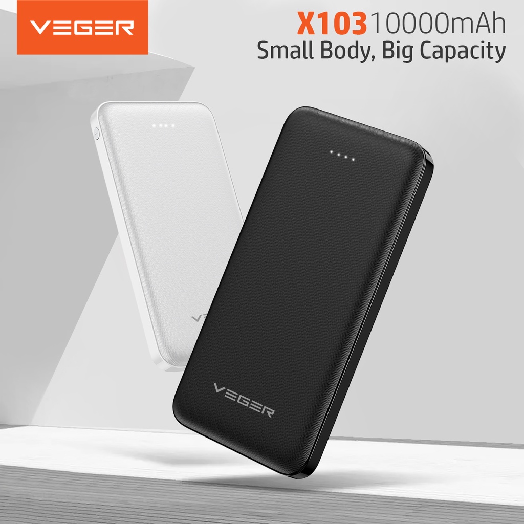 Powerbank Power Bank VEGER X103 10500mAh 2 Port USB Output 2.4A Original