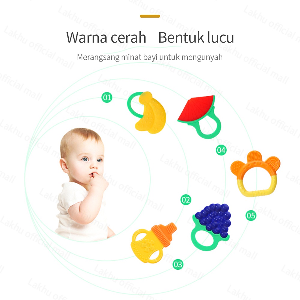 Lakhu teether bayi bpa free fruit teether mainan gigitan bayi bentuk buah