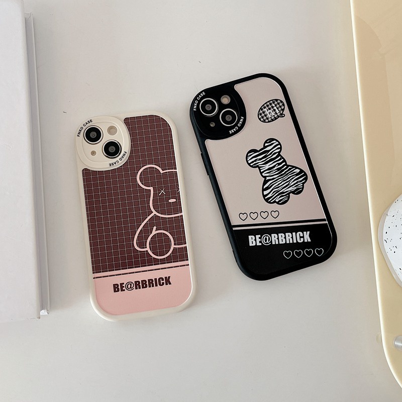 Brown Plaid Bear Soft Case OPPO A3S 5 6 74F C1 5 5S 5i C3 C11 C20 C20A 7i  C17 C15 C12 Narzo 20 C25 C21Y C25Y Lovely Casing