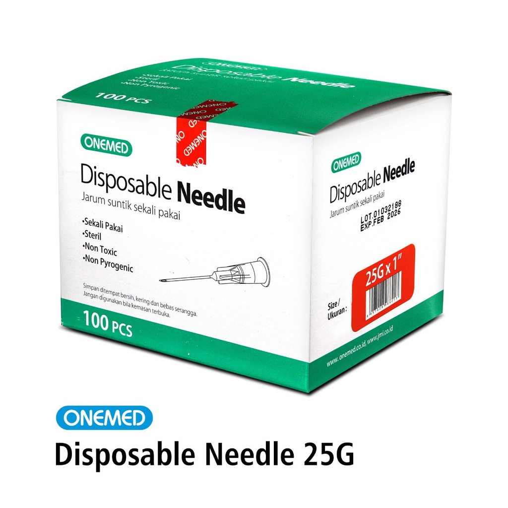 Jarum OneMed 25Gx1inch box 100pcs OJ