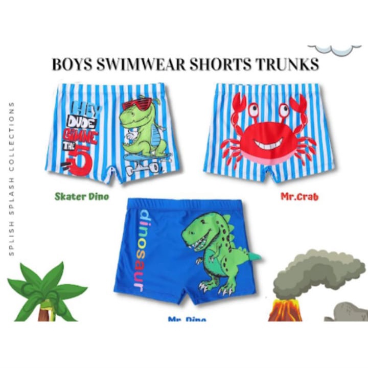 Celana Renang DINO-CRAB BOY SWIMWEAR SHORT TRUNKS / Celana Renang Anak Laki-Laki