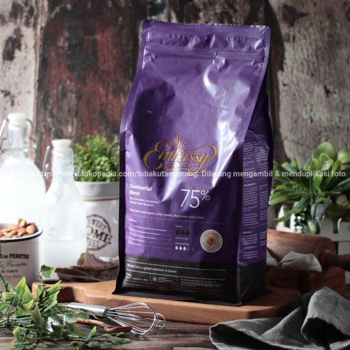 

Embassy Chocolate - Continental 75 1kg Dark Couverture Coklat Tulip