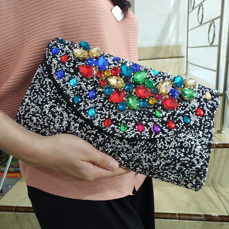 Tas Pesta Clutch Kondangan Wanita Elegan Swarovski Import Mewah Wisuda 70109 KLIKSISTA